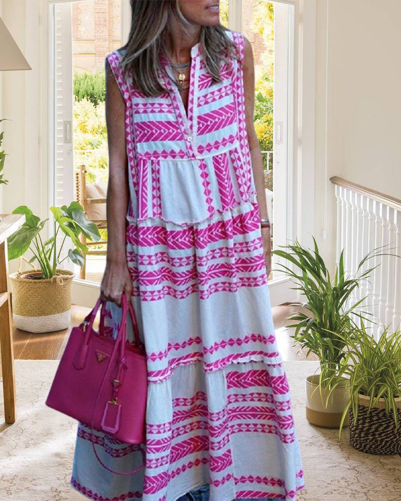 Boho Geometric Maxi Dress - perfekt för sommaren!