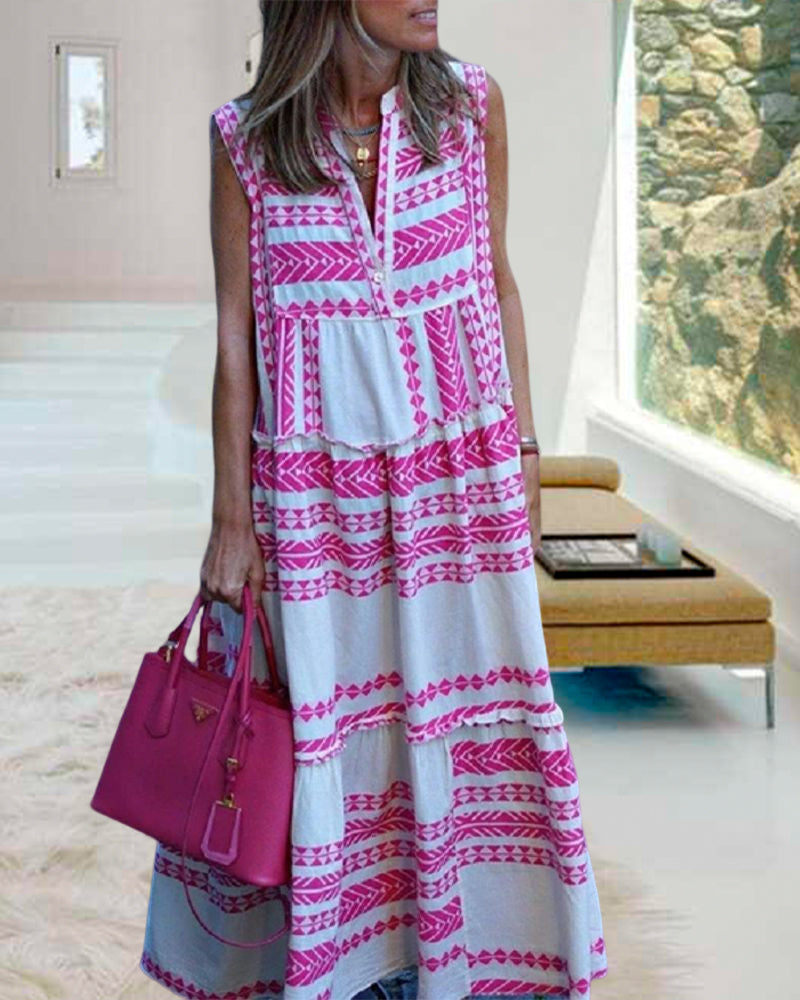 Boho Geometric Maxi Dress - perfekt för sommaren!